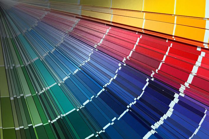 A fanned-out RAL colour swatch guide, showing the wide range of available Origin finishes