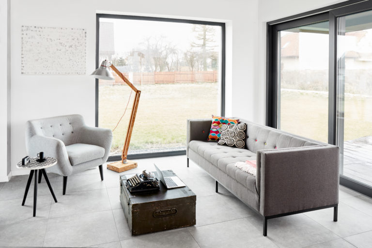 floor to ceiling windows in modern home