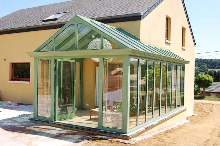 modern conservatory with Alitherm double doors at the front