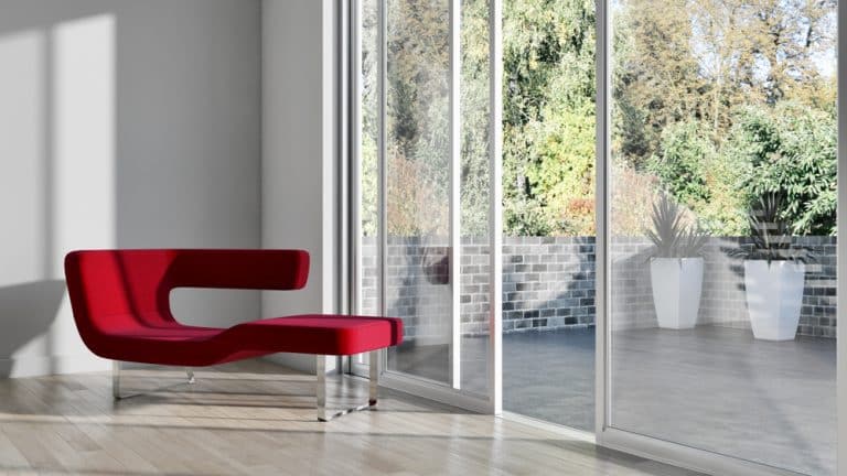 Schuco ASE60 sliding door in white colour