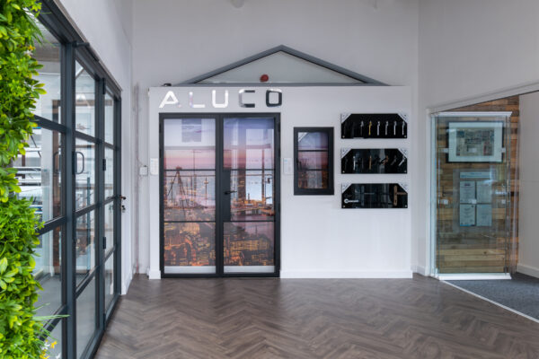 aluco steel look doors and windows in the FGC Showroom in Kent